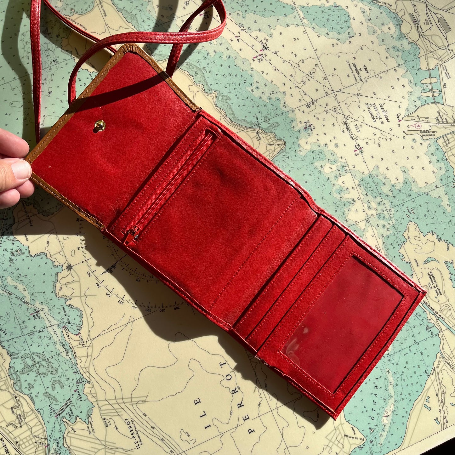 Vintage 90s Via Fina Mini Leather Wallet / Purse