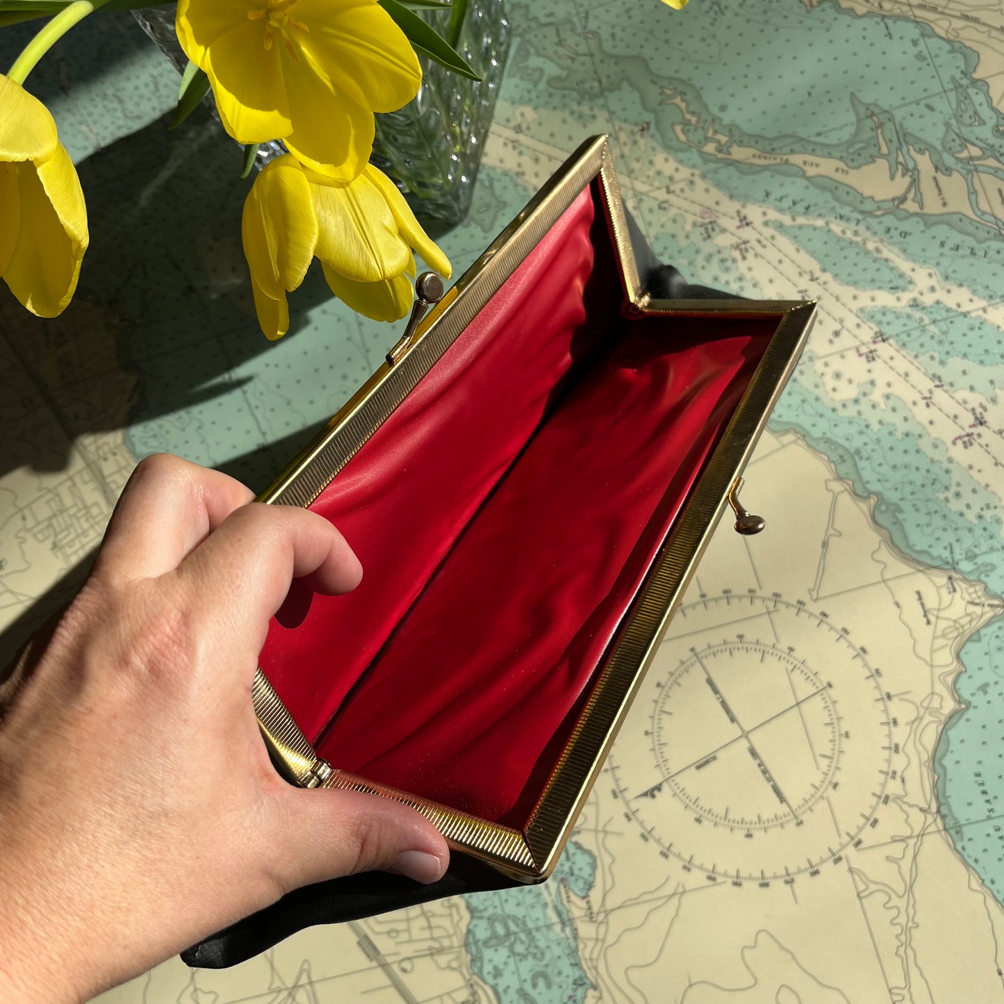 Vintage Black Fan Clutch Style Purse