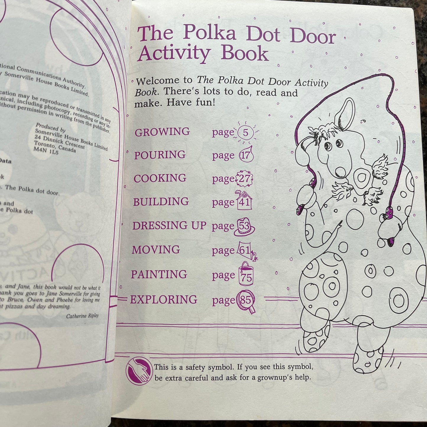 Vintage 1987 TVO The Polka Dot Door Activity Book