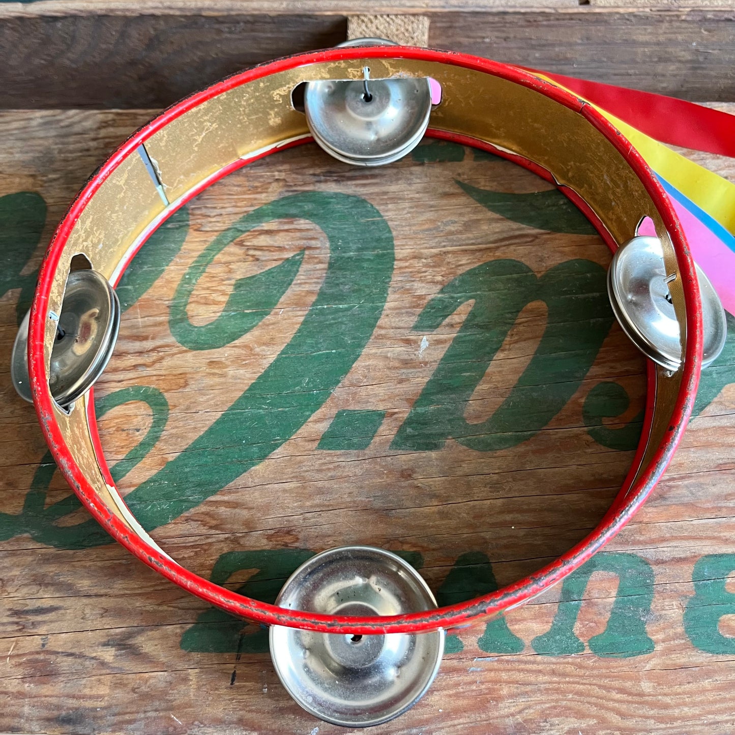Vintage Metal Children's Graphic Tambourine Made in Japan