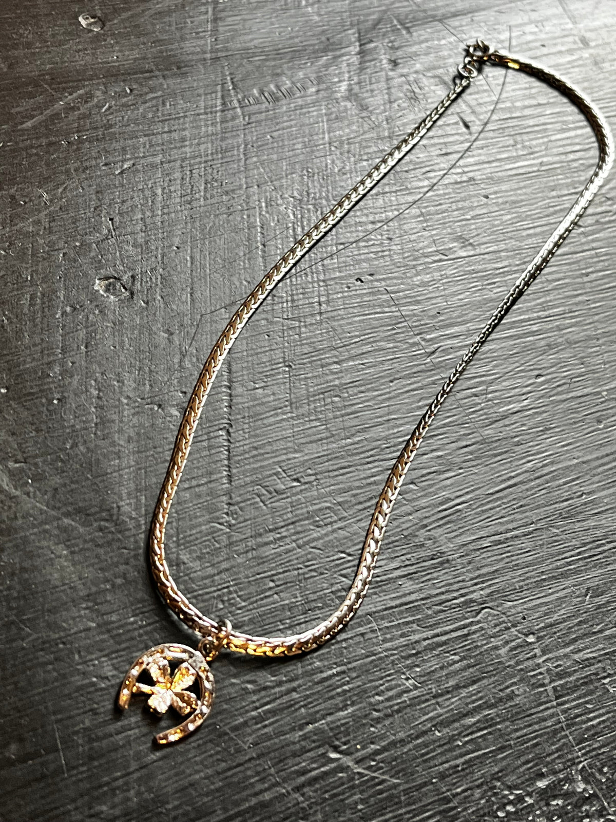 Vintage Silver Lucky Horseshoe Charm Necklace
