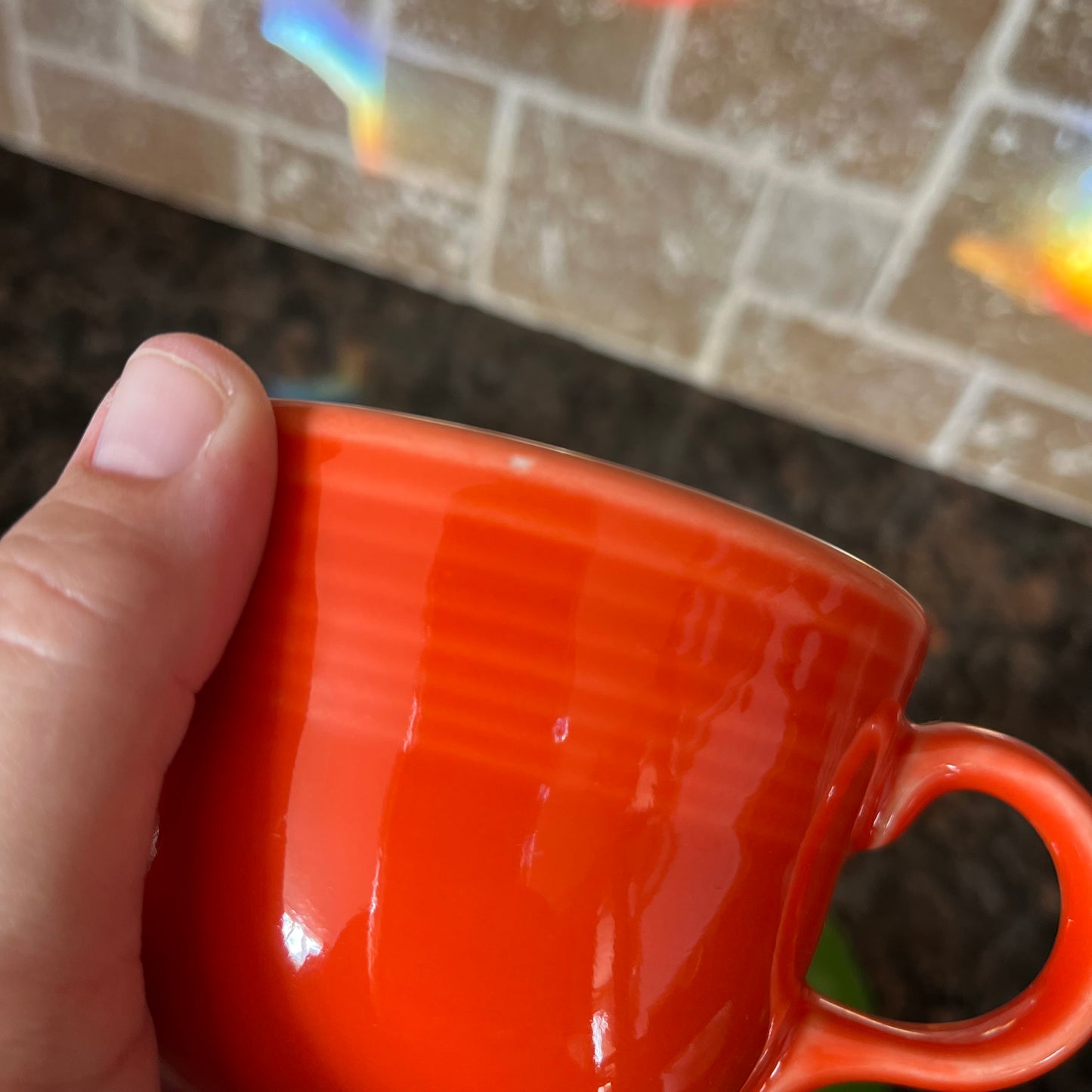 Homer Laughlin Multi Colour Tea Cup and Saucer Set x 7