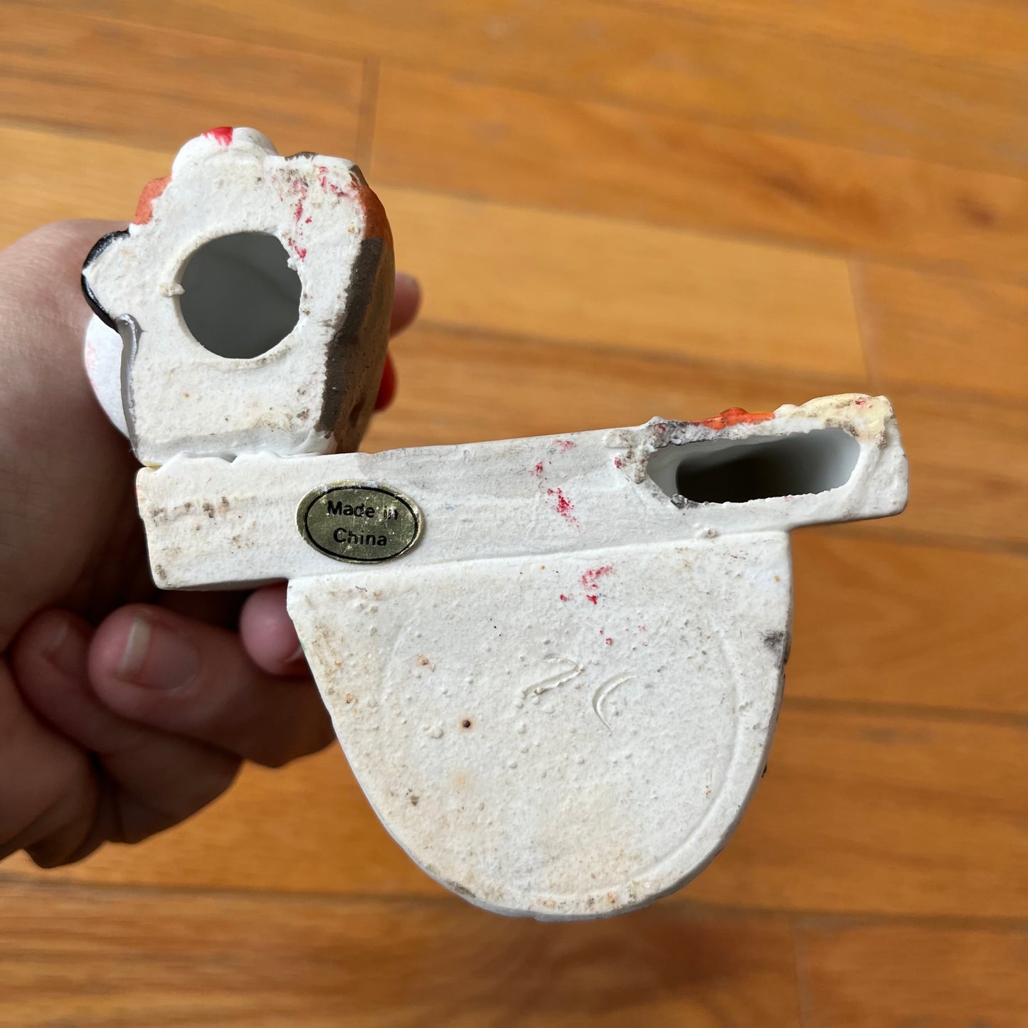 Vintage Ceramic Santa at Fireplace Candle Holder