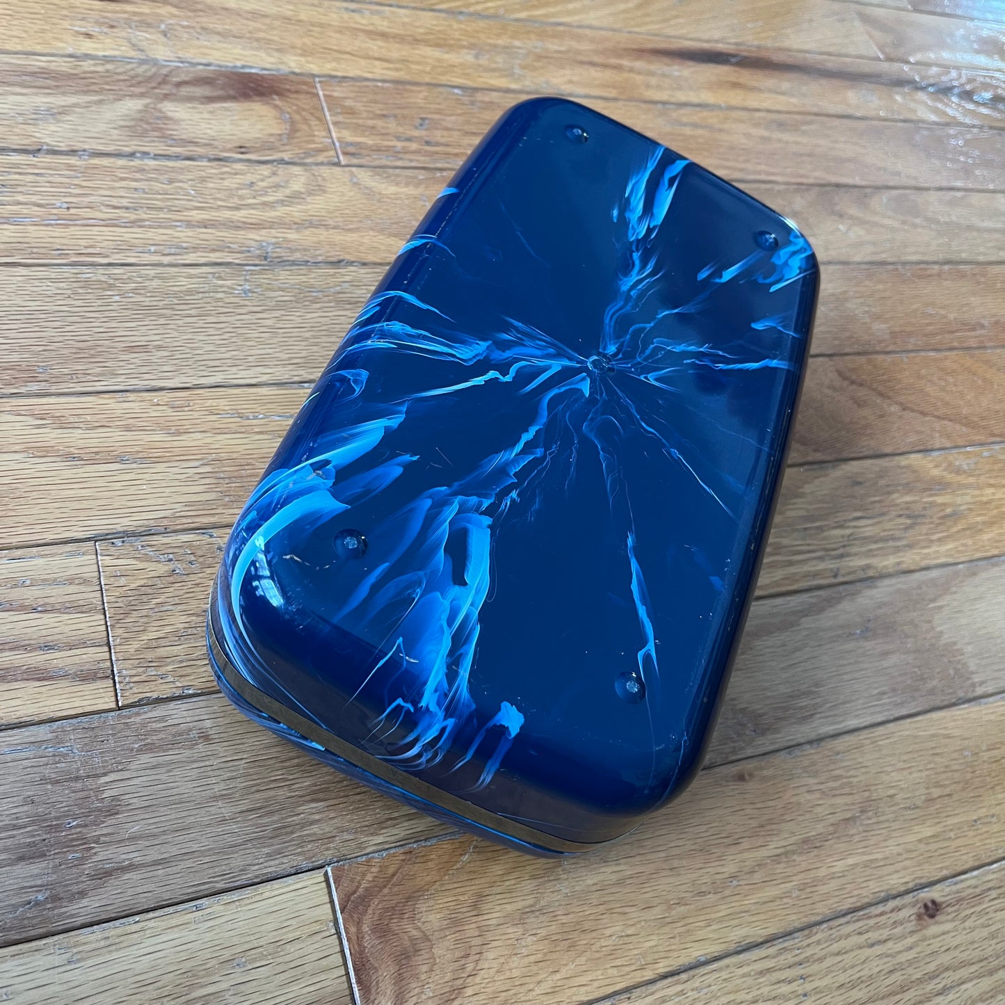 Vintage 90s Navy Blue Marbelled Plastic Tissue Box Cover