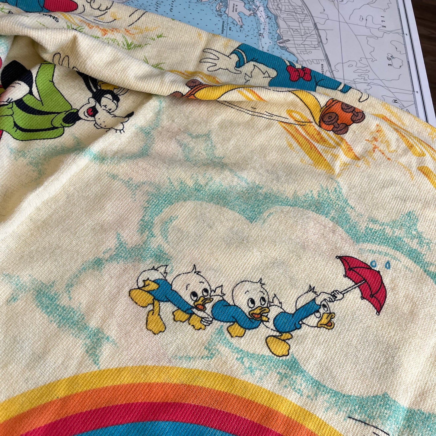 Vintage 1980 Walt Disney Productions Graphic Mickey Mouse And Friends Blanket