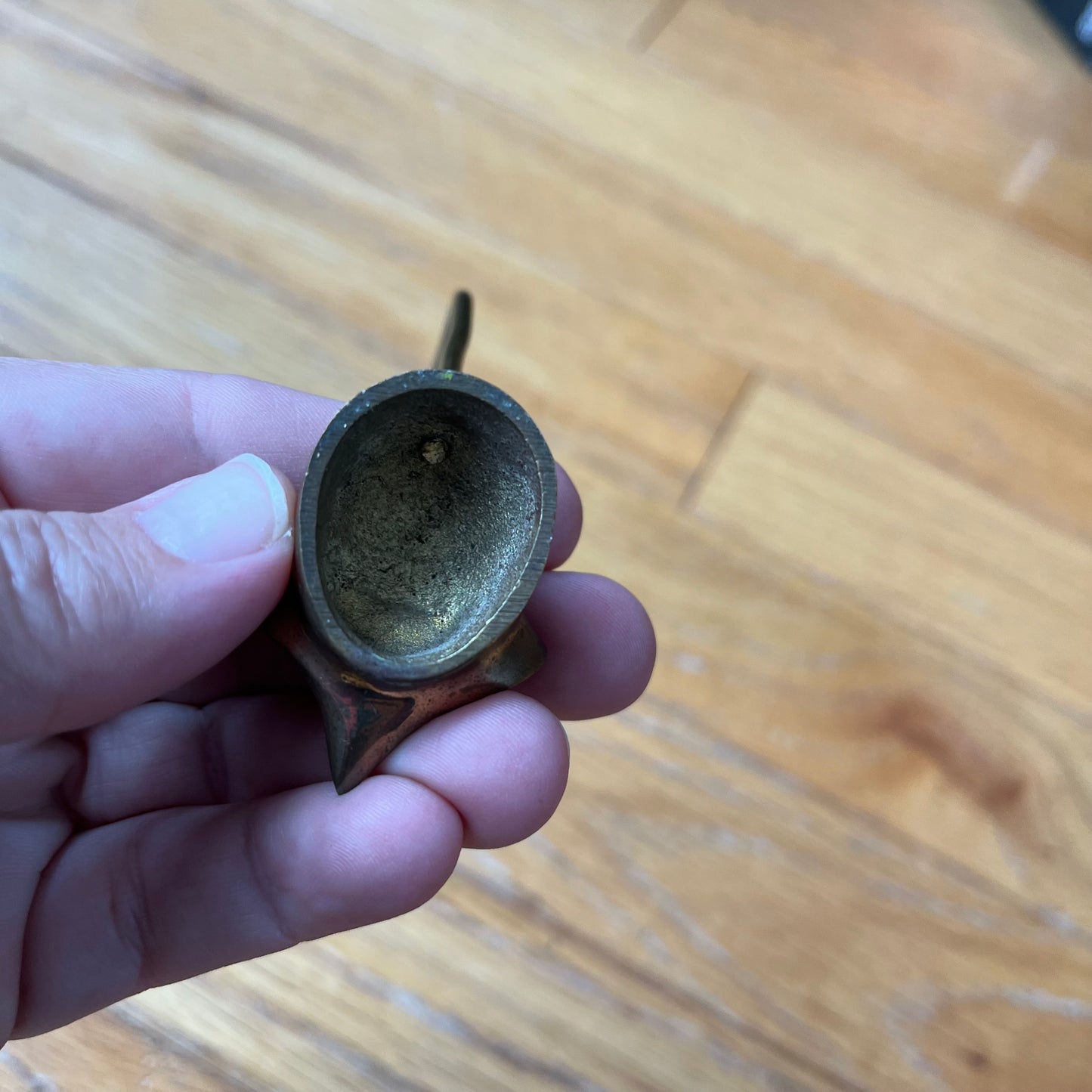 Vintage Mini Brass Mouse with Long Tail Ring Holder / Receipt Holder