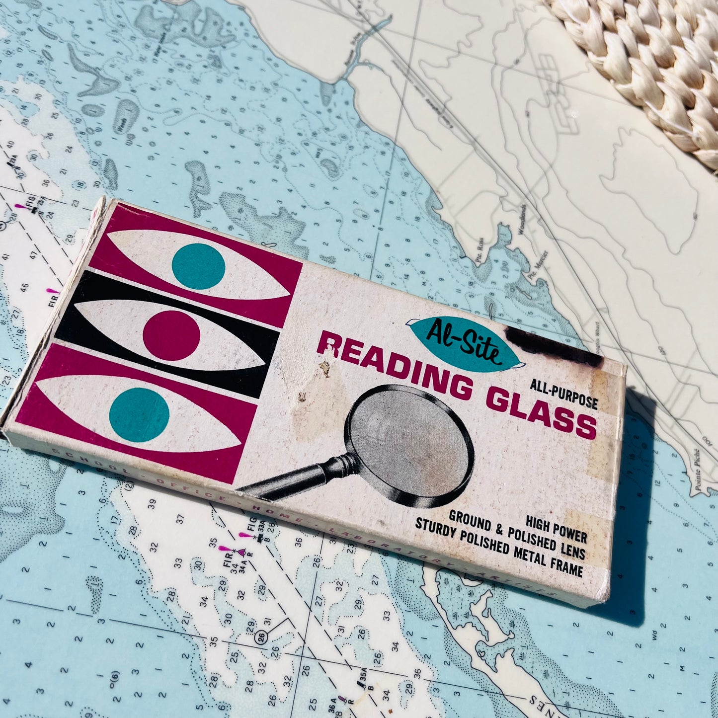 Vintage Al-Site All Purpose Reading Glass Magnifying Glass with Box