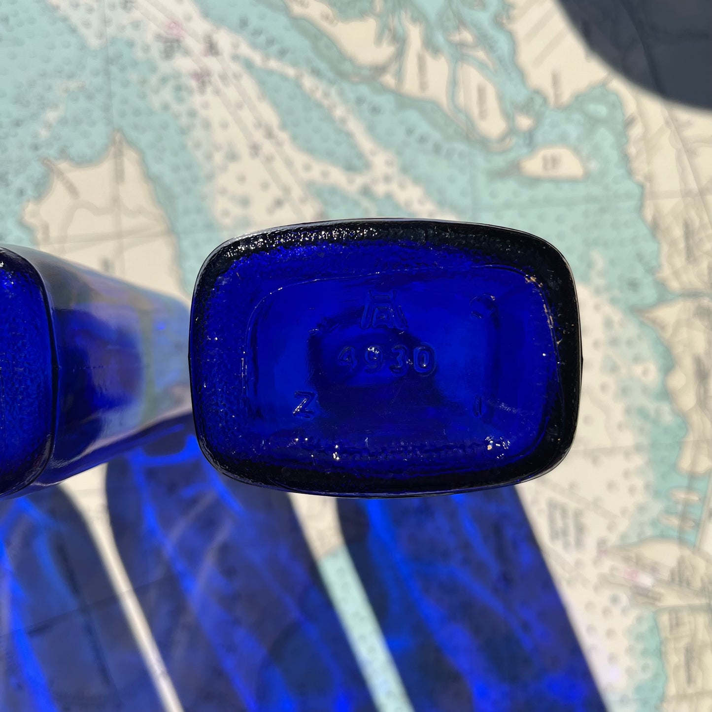 Vintage Cobalt Glass Bottles (Set of 3)