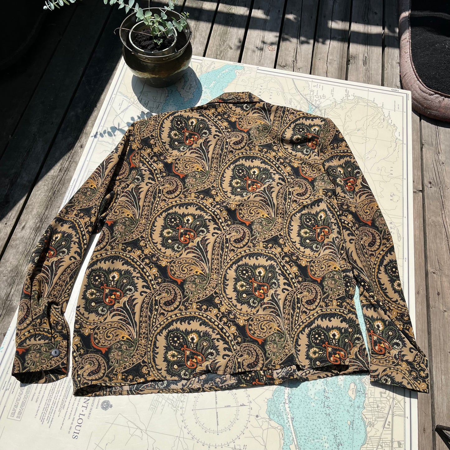 Vintage 80s Clandestine Paisley Polyester Blouse