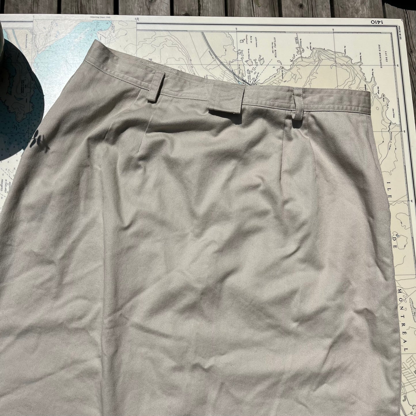 Vintage 90s Liz Claiborne Sport Cotton Khaki Button Front Skirt