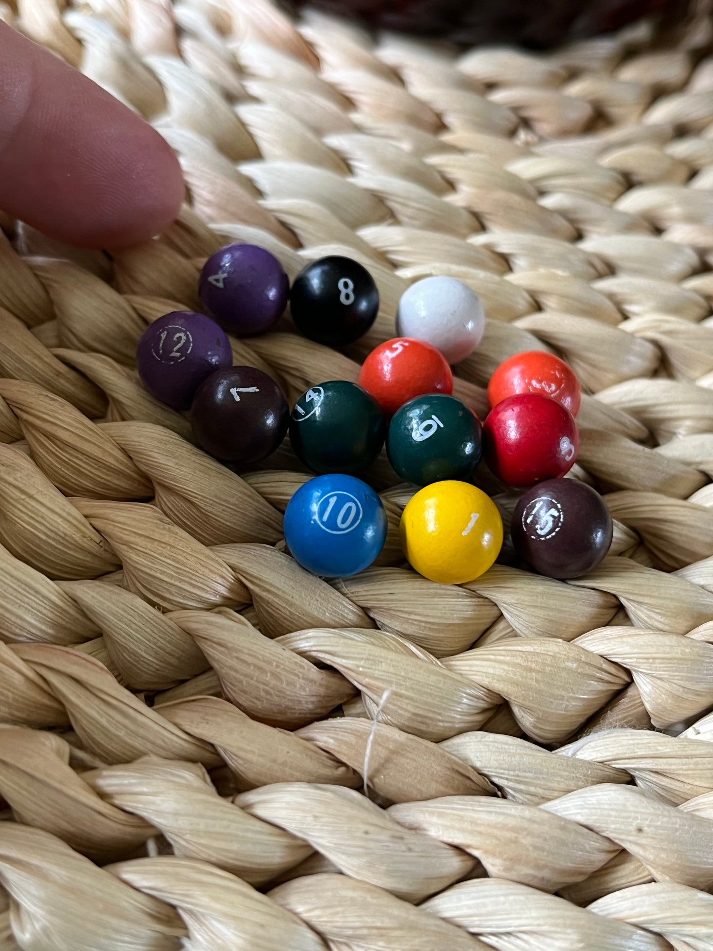 Antique Miniature Metal Enamel Pool / Billiards Balls