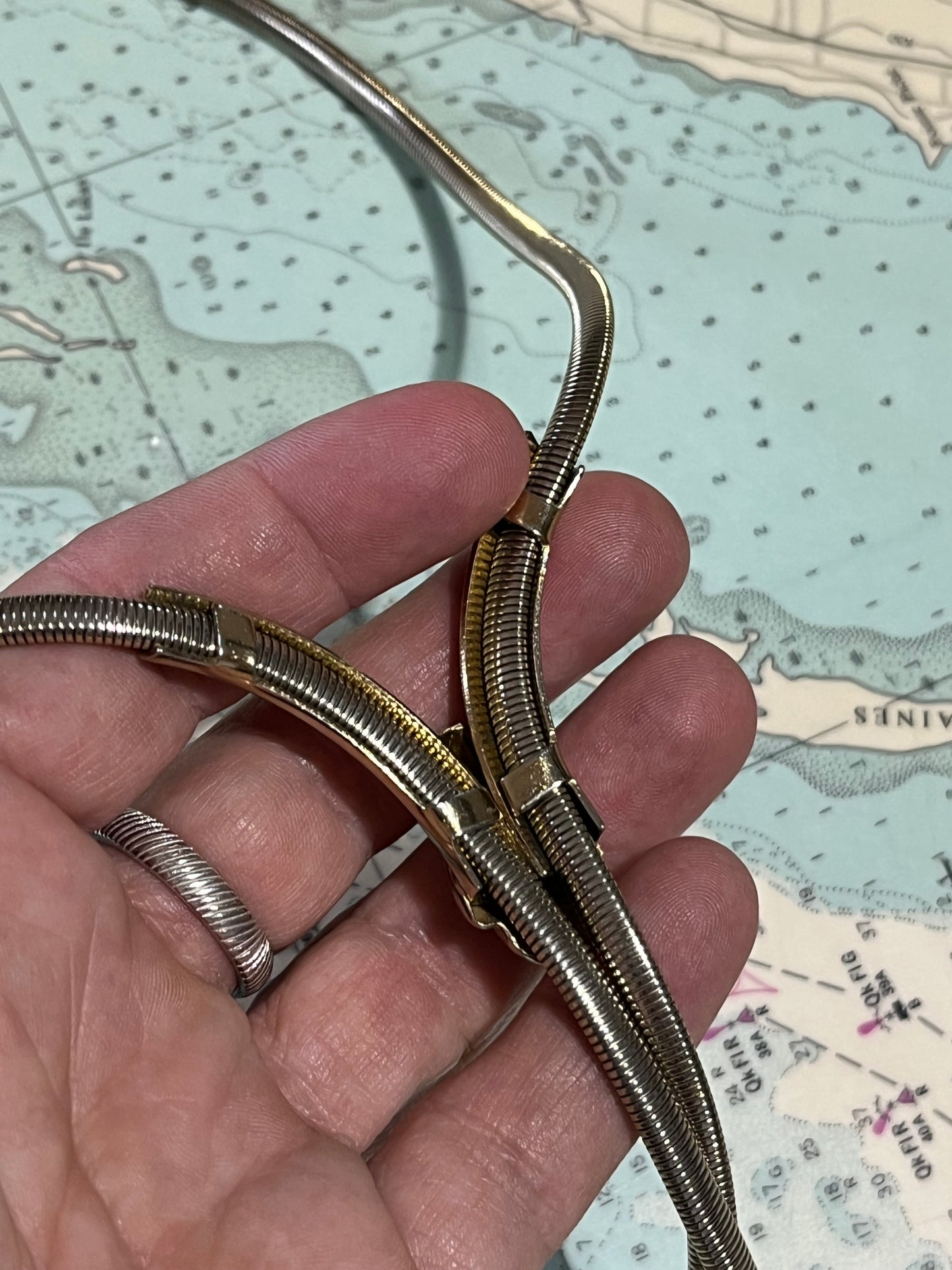 Vintage Gold and Silver Adjustable Bolo Necklace / Tie