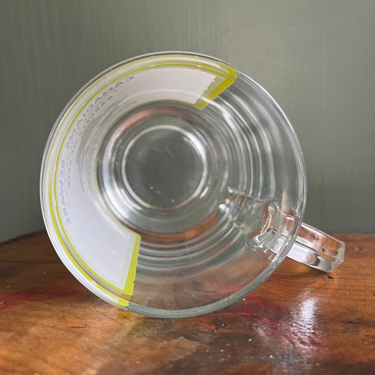 Vintage Canadians Beware Graphic Glass Beer Stein / Mug