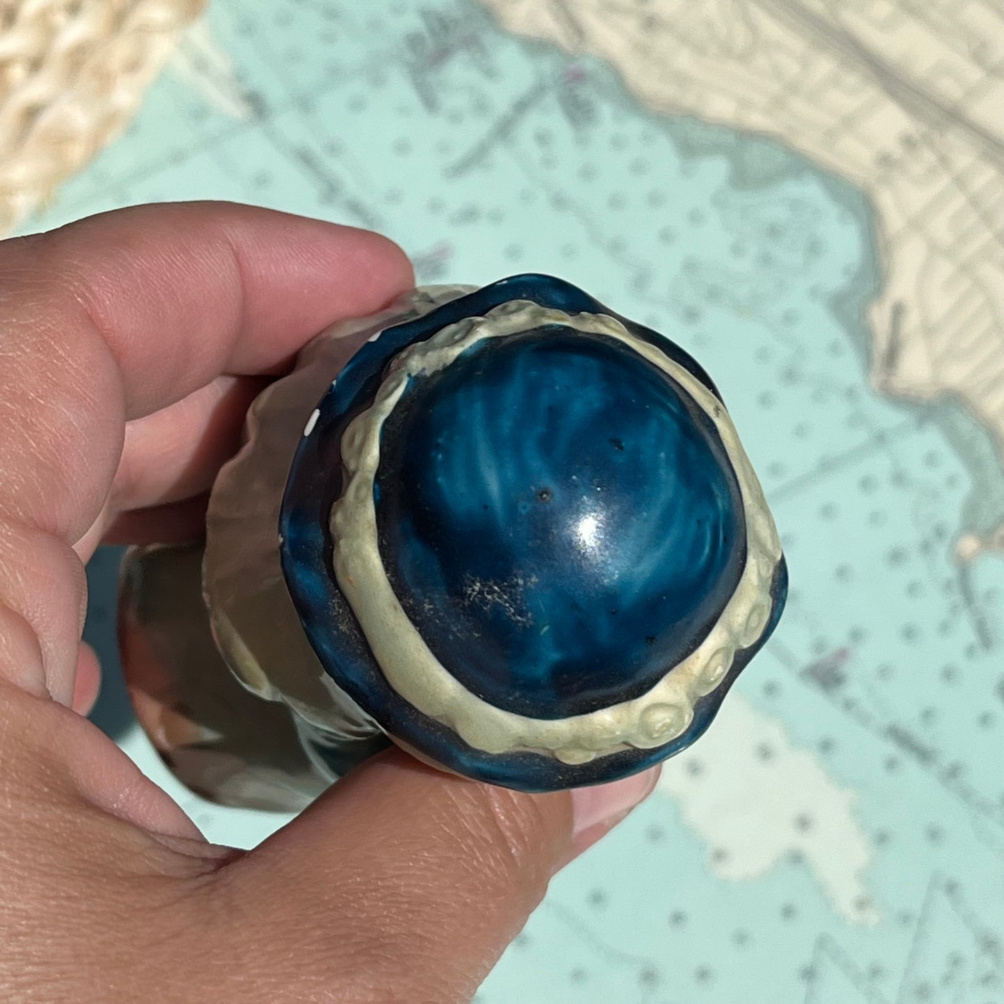 Vintage Ceramic Blonde and Blue Girl with Guitar Figurine