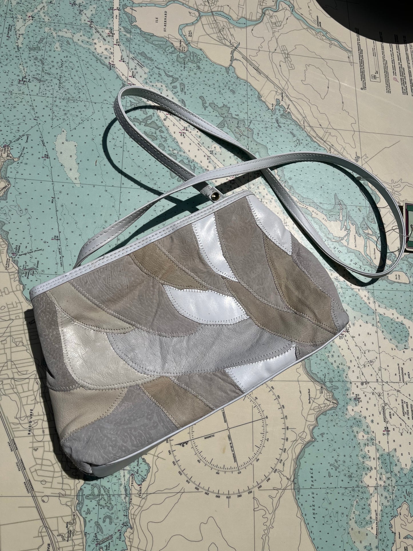 Vintage VR Classics White Leather Patchwork Purse