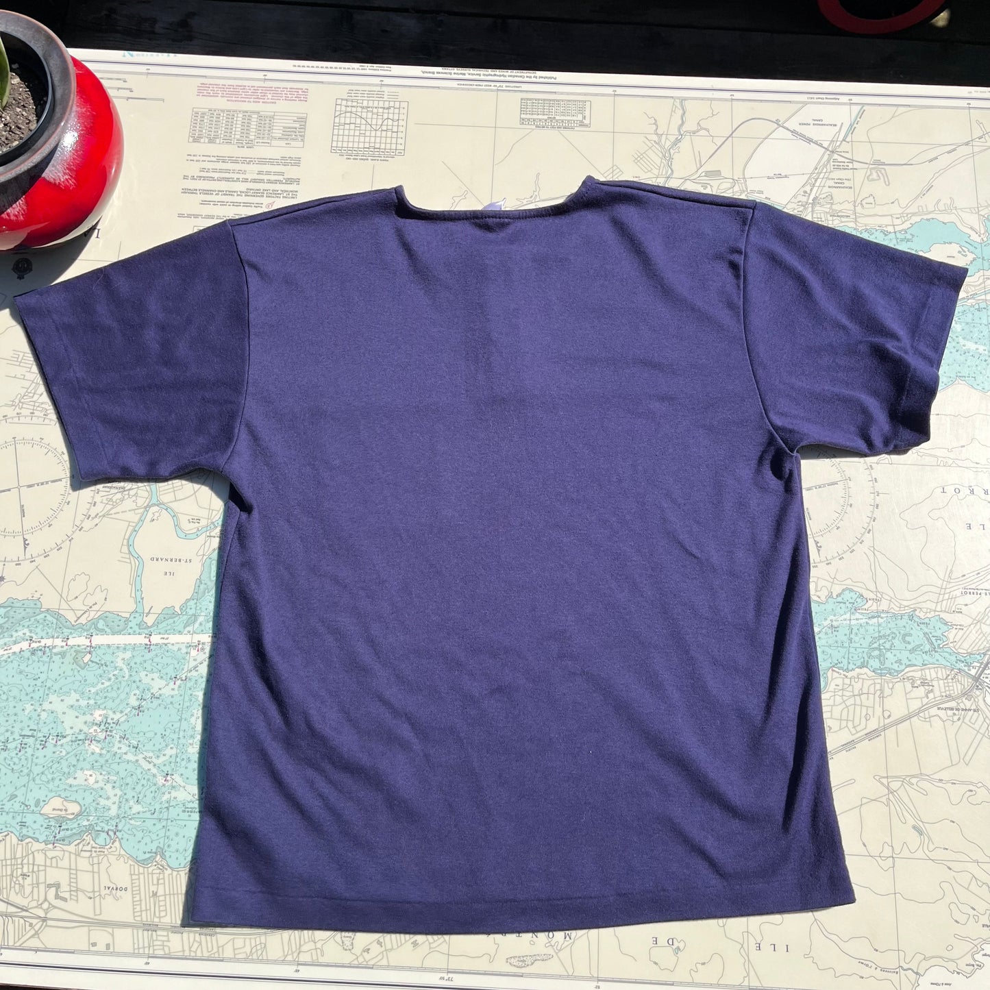 Vintage 70s Kates Navy 1/4 Button Tee Shirt