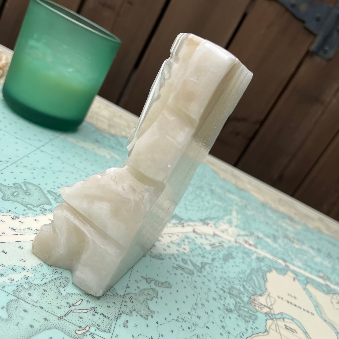 Vintage Carved Marble / Stone Aztec Man Bookend