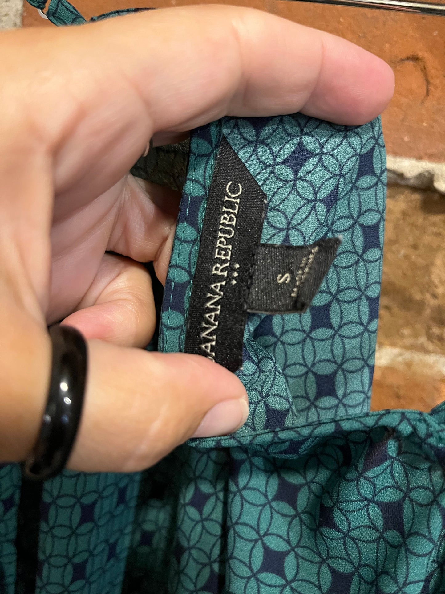 Green and Black Geometric Banana Republic Tank
