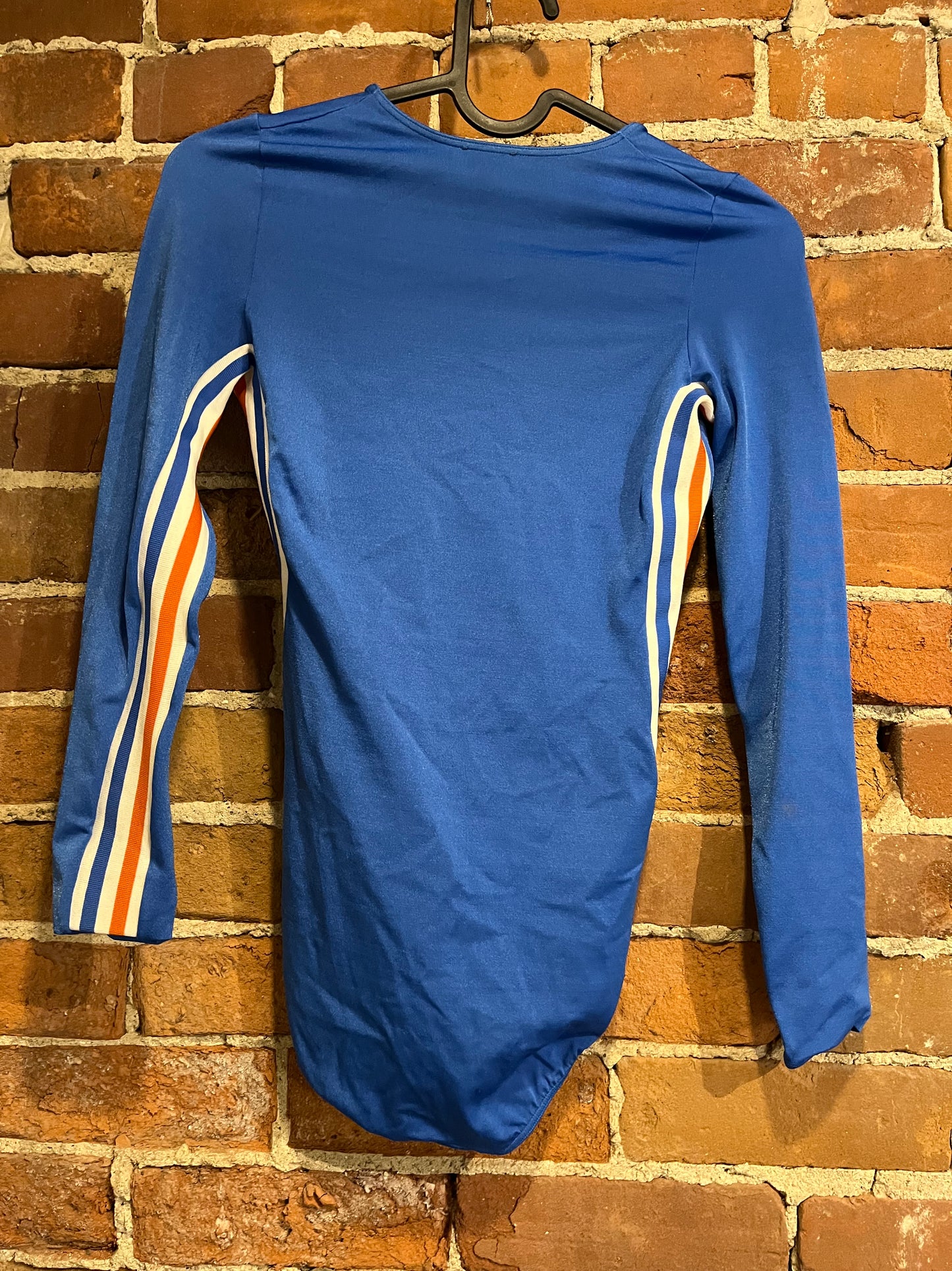 Vintage Blue White and Gold Stretchy Bodysuit