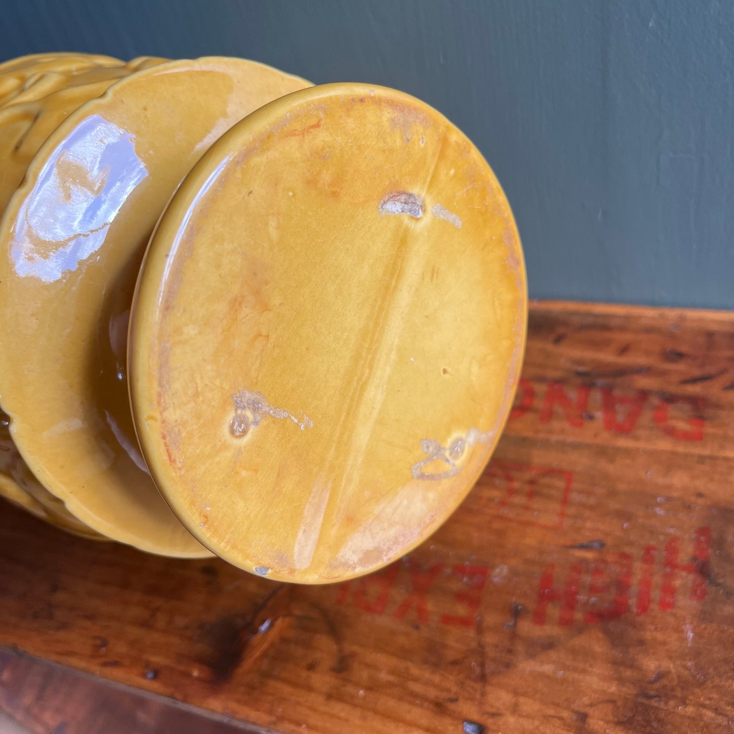 Vintage 70s Harvest Gold Ceramic Planter