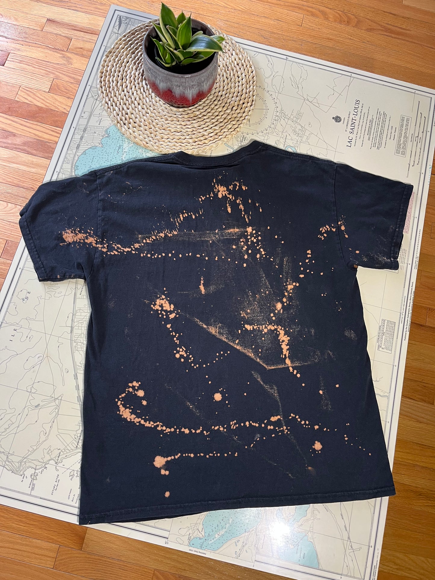Gildan Bleach and Distressed Smiley Face Tee Shirt