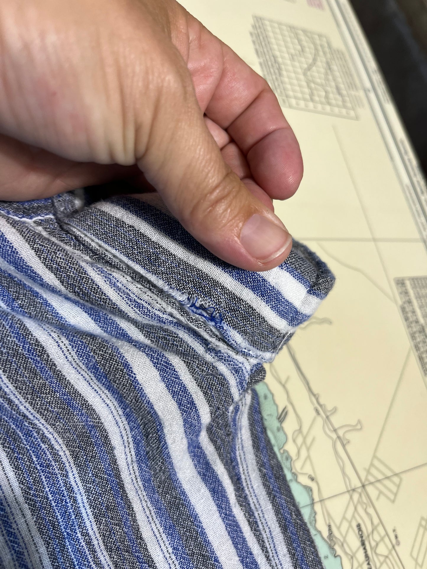 Vintage Vertical Stripe Button Up Short Sleeve Shirt