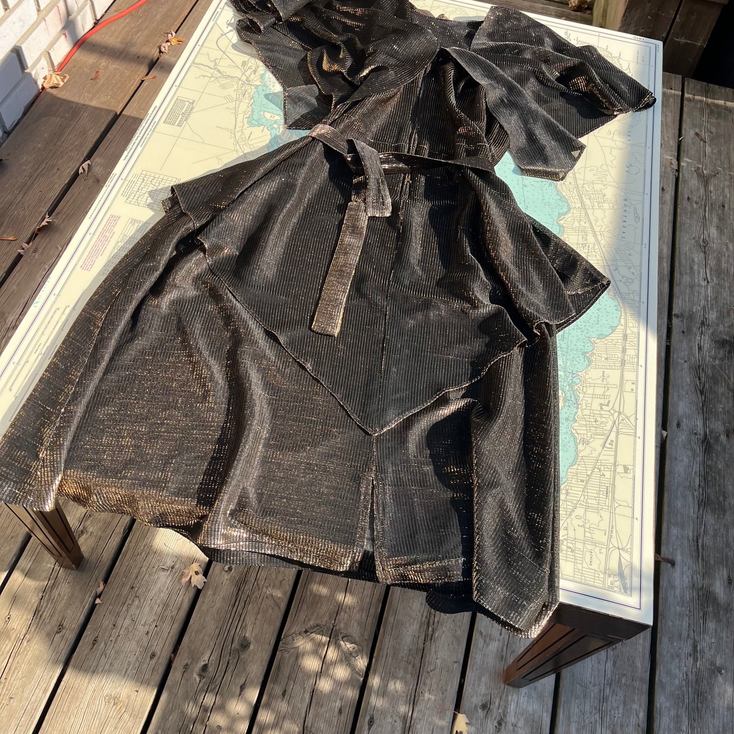 Vintage 80s Risa Anne Tiered Gold Glam Dress