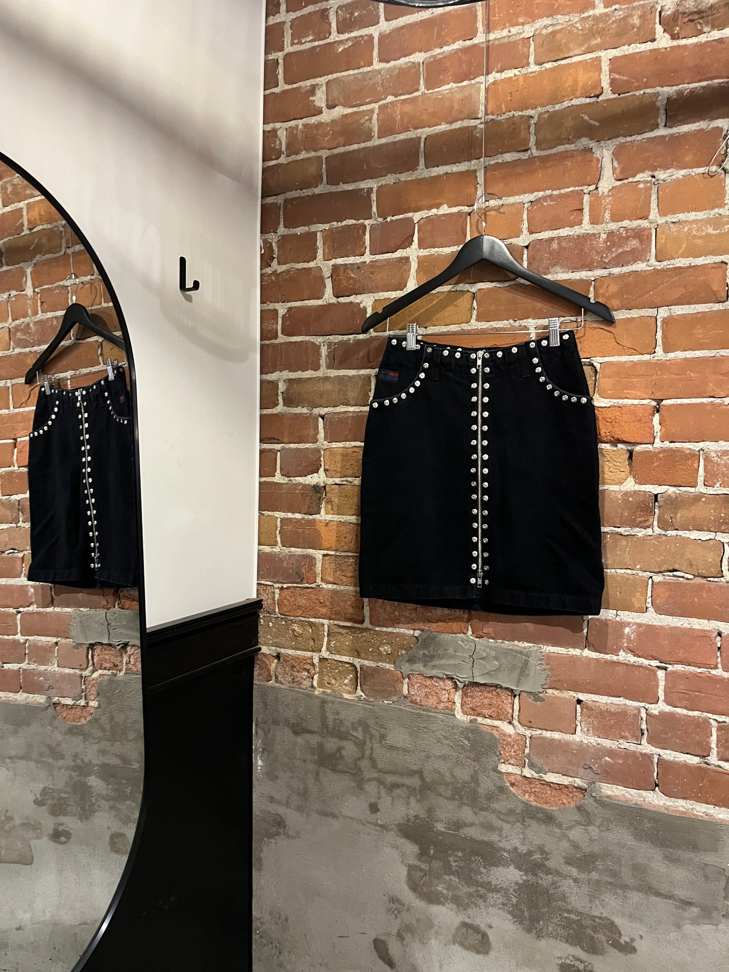 Vintage Cobra Jeans Black Studded Mini Skirt