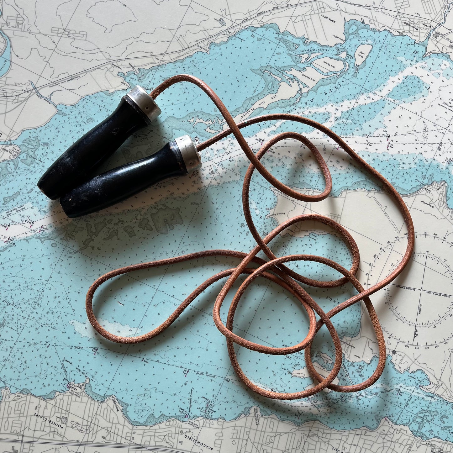 Vintage Weiider Leather Jump Rope with Wood Handles