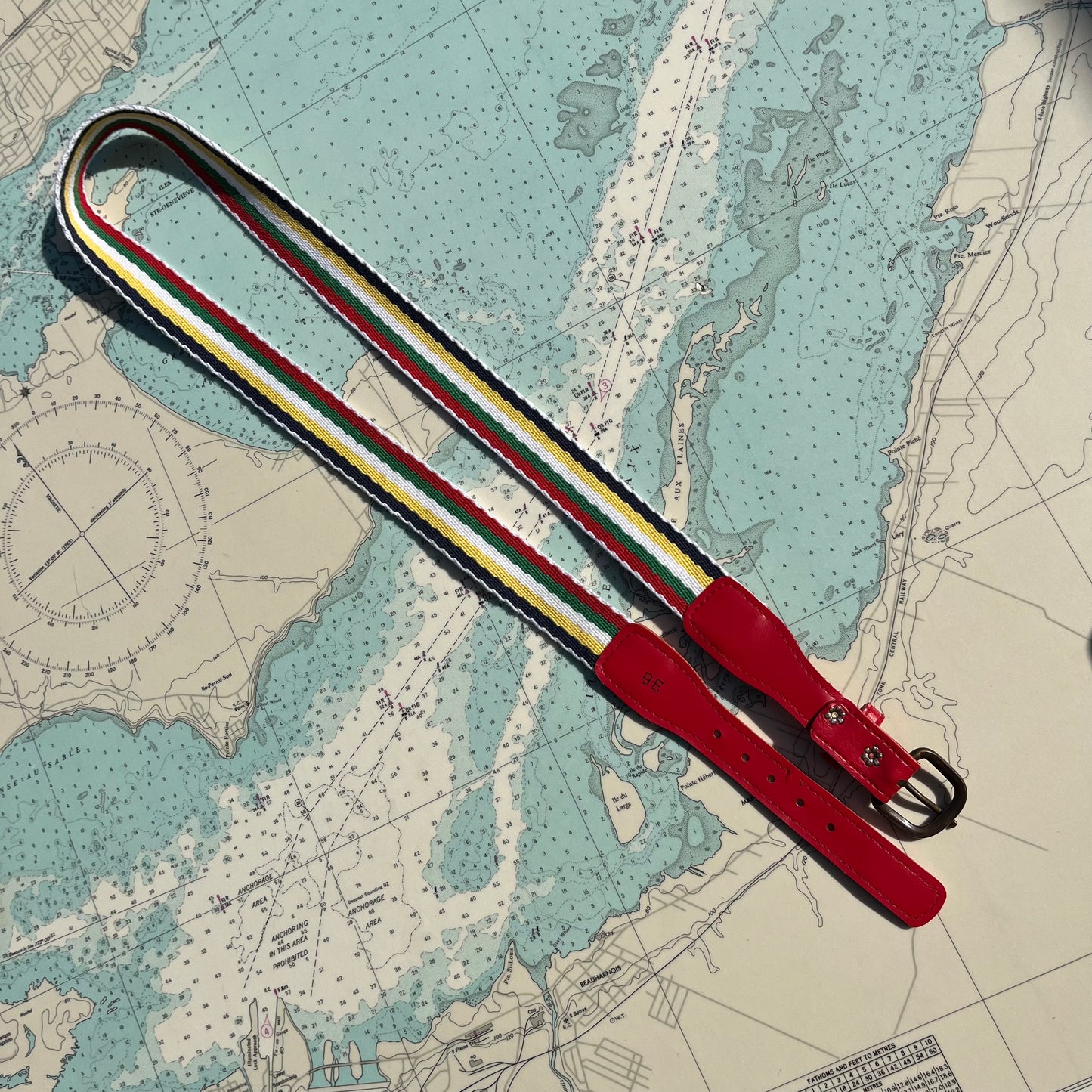 Vintage 80s Multi-Coloured Striped Belt