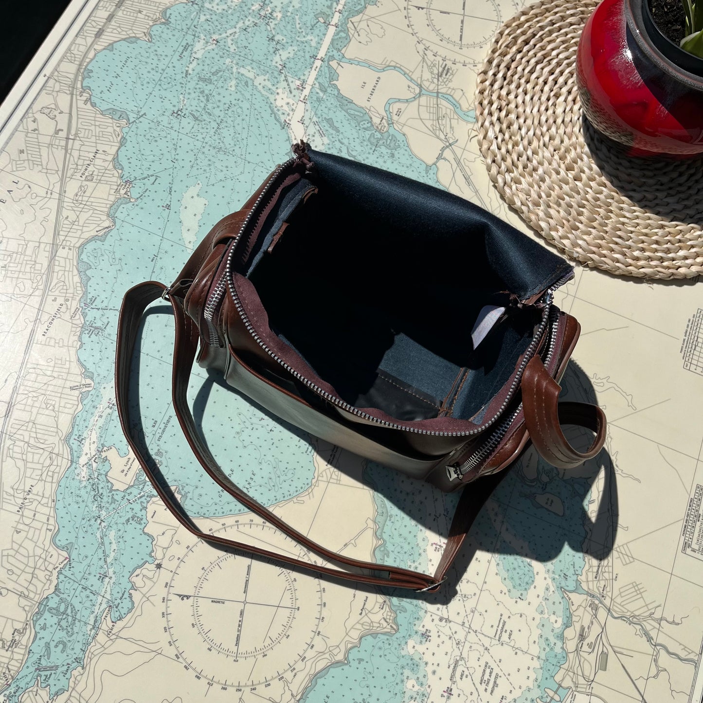 Vintage Brown Vinyl Camera Bag