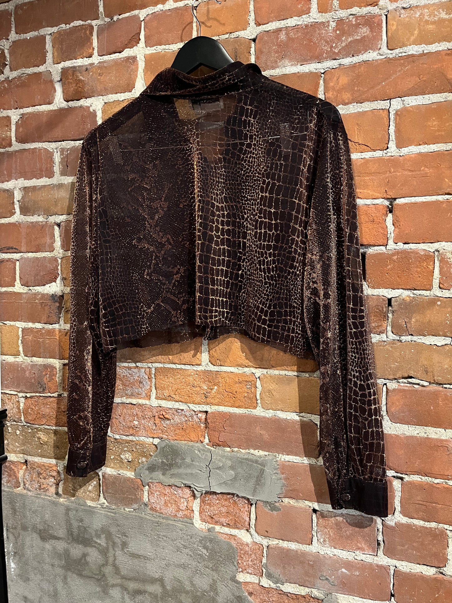 Vintage Chagall Sheer Copper Cropped Blouse