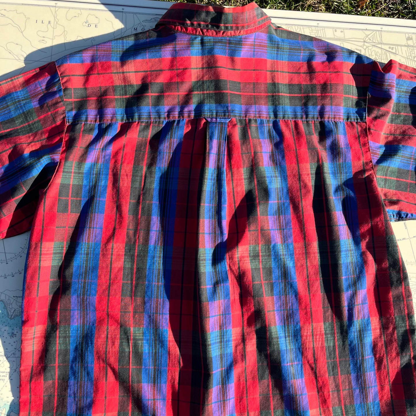 Vintage 90s Red and Blue Plaid Button Up