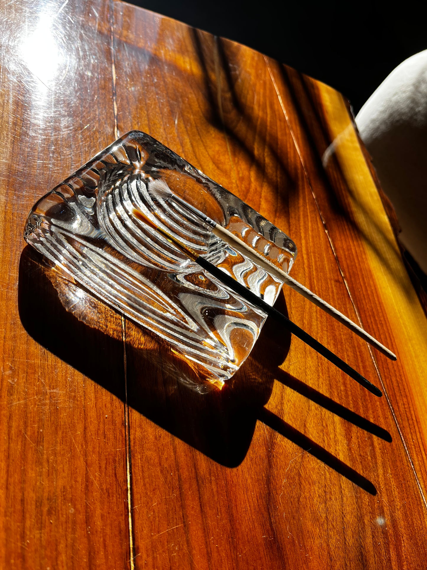 Vintage 70s MCM Glass Ice Block Modernist Ash Tray