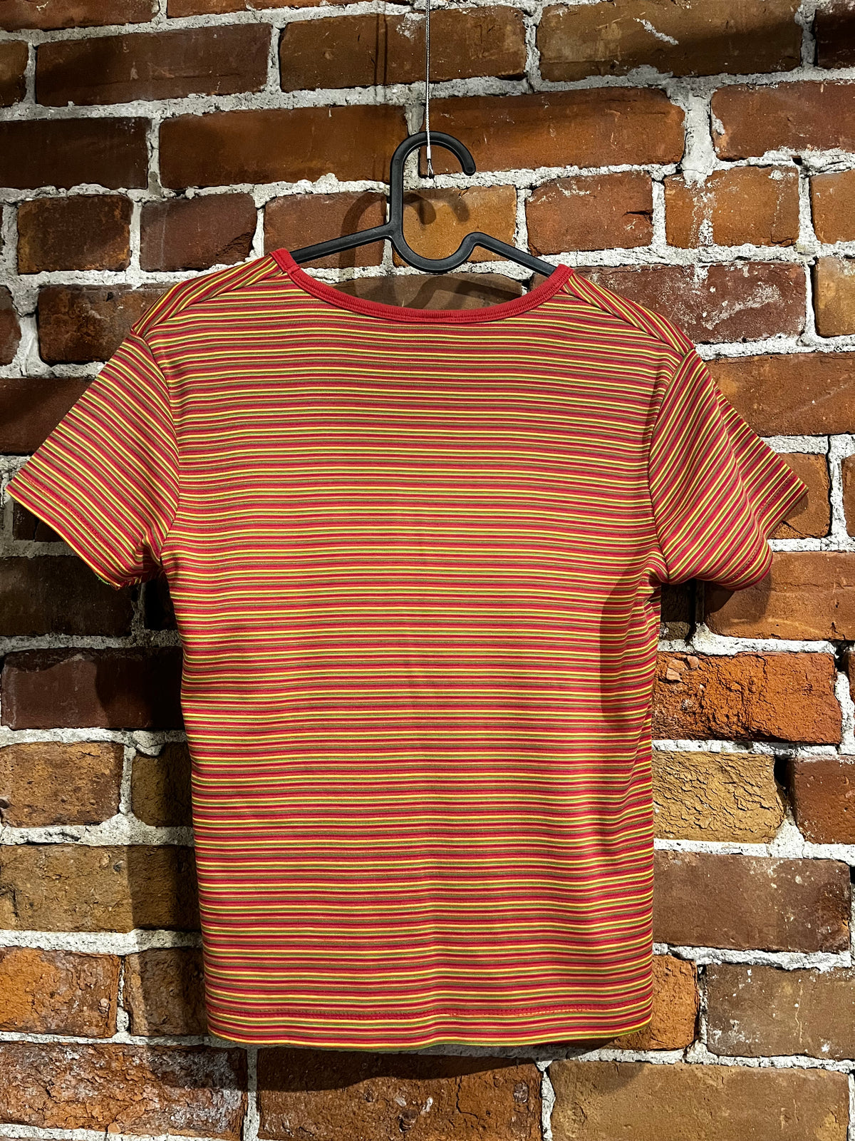 Vintage 90s Smart Set V Neck Stripe Orange Baby Tee Shirt