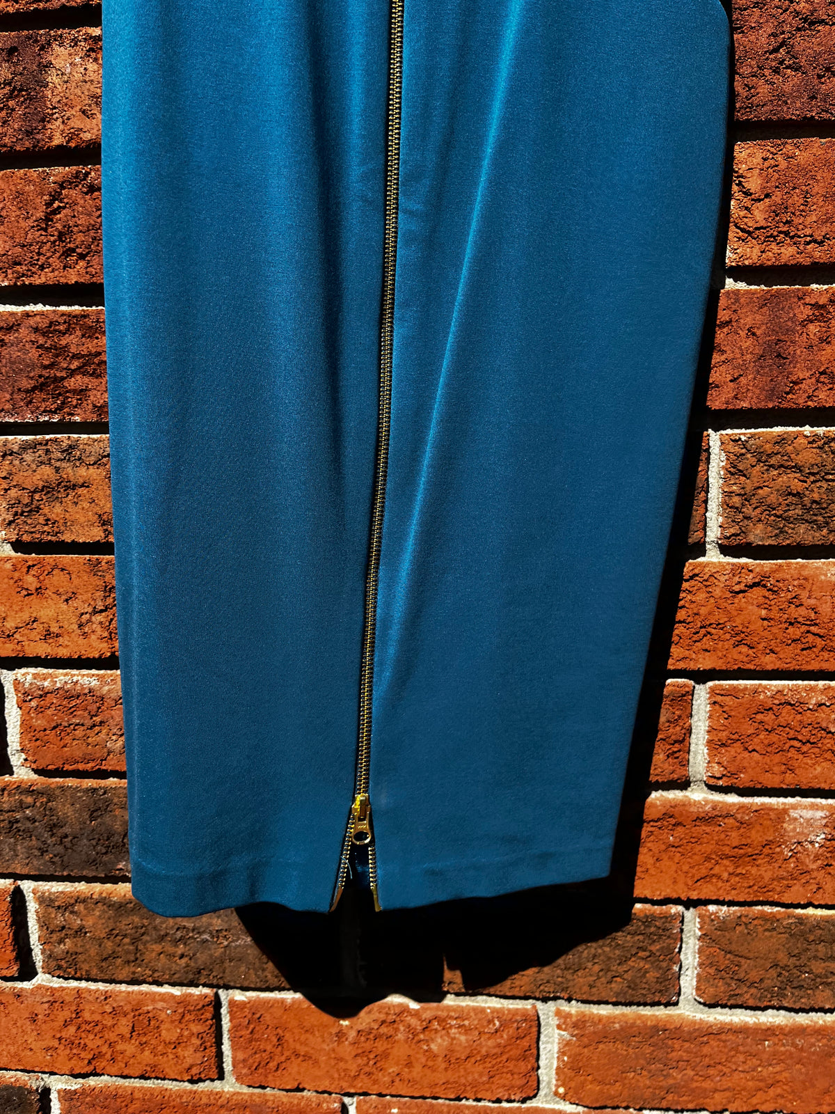 5th & Mercer Teal and Black Geometrical Zipperback Bodycon Dress