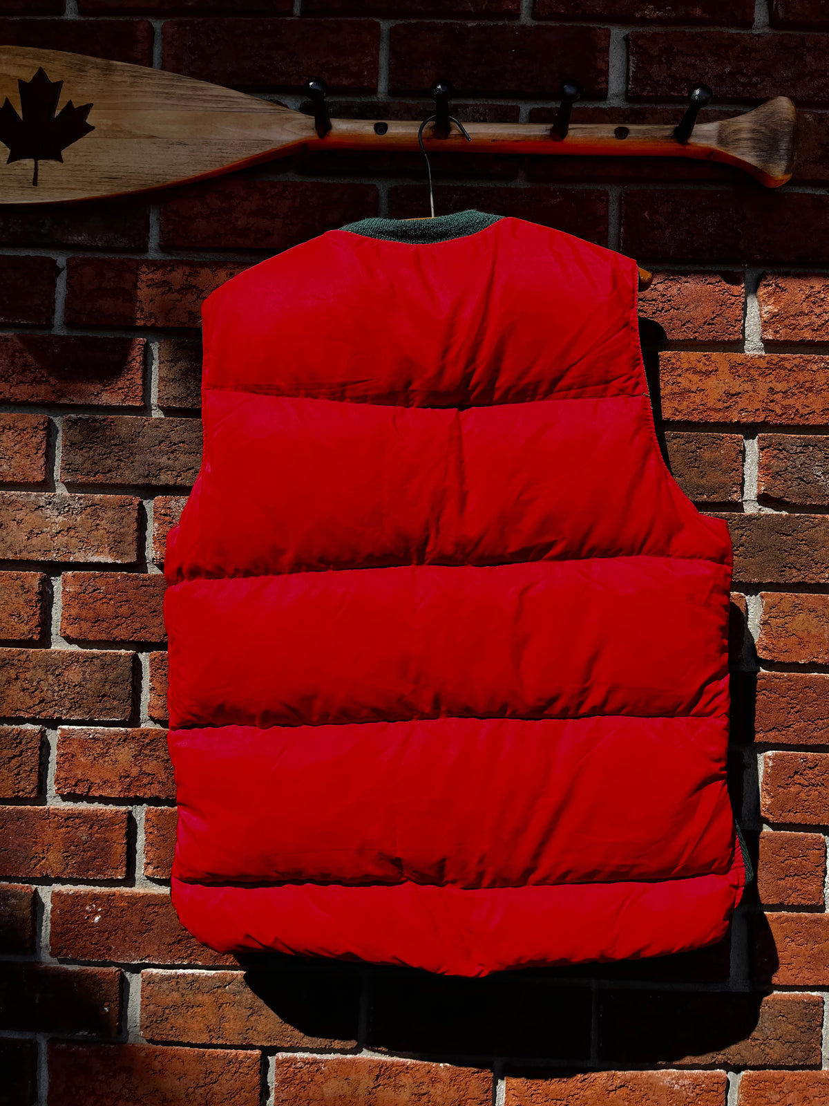 Vintage Red and Green Reversible Hunter's Down Filled Puffer Vest