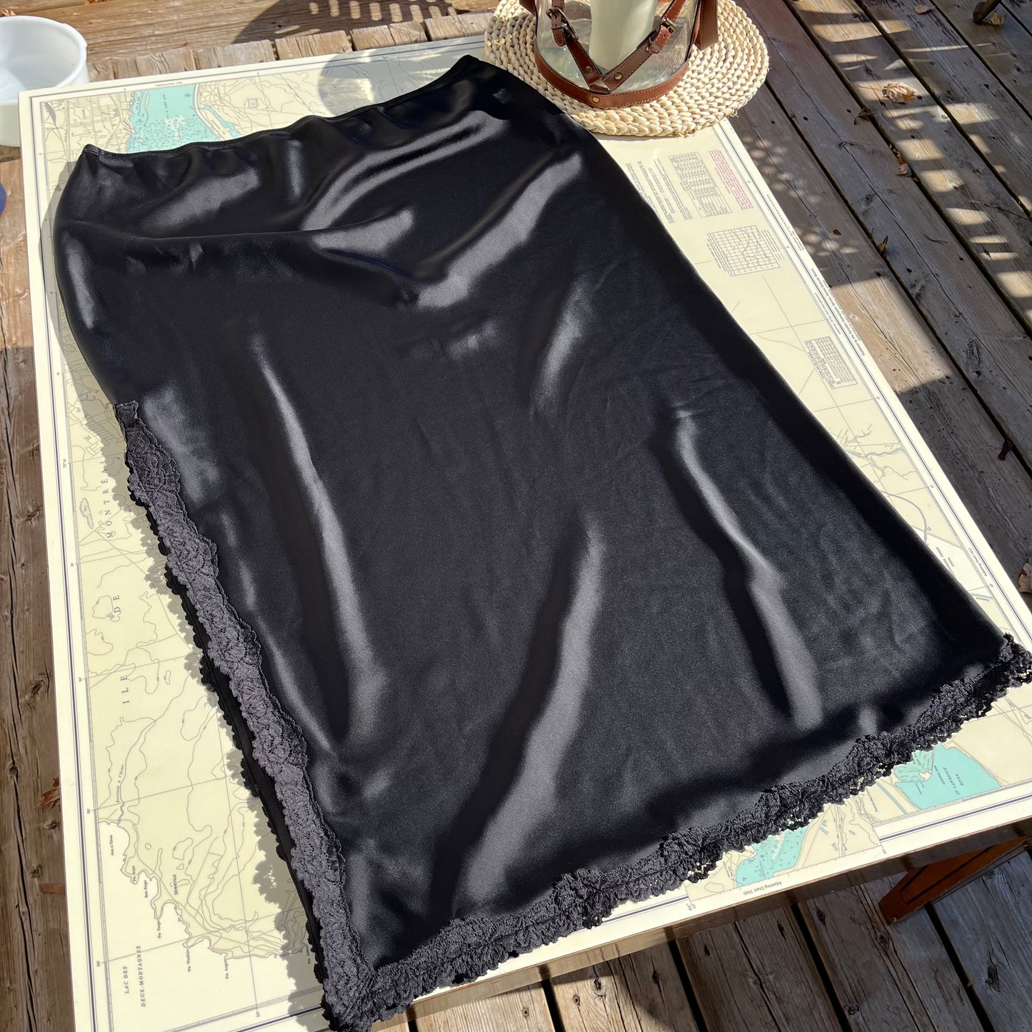 Wild Fable Black Lace Trim Slip Skirt XL