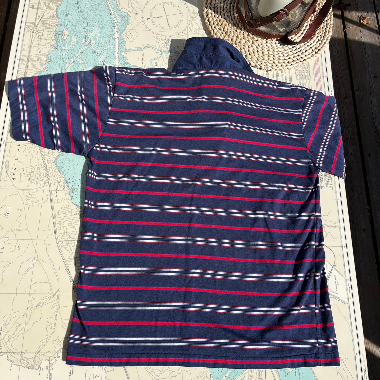 Vintage Chandler Striped Collared Golf Tee Shirt