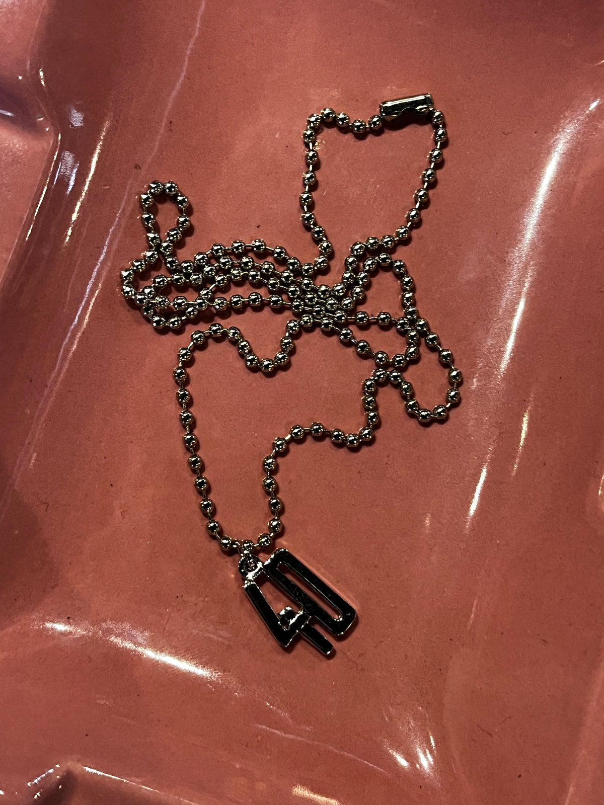 Vintage ' 40 ' Pendant with Ball Bead Chain Necklace