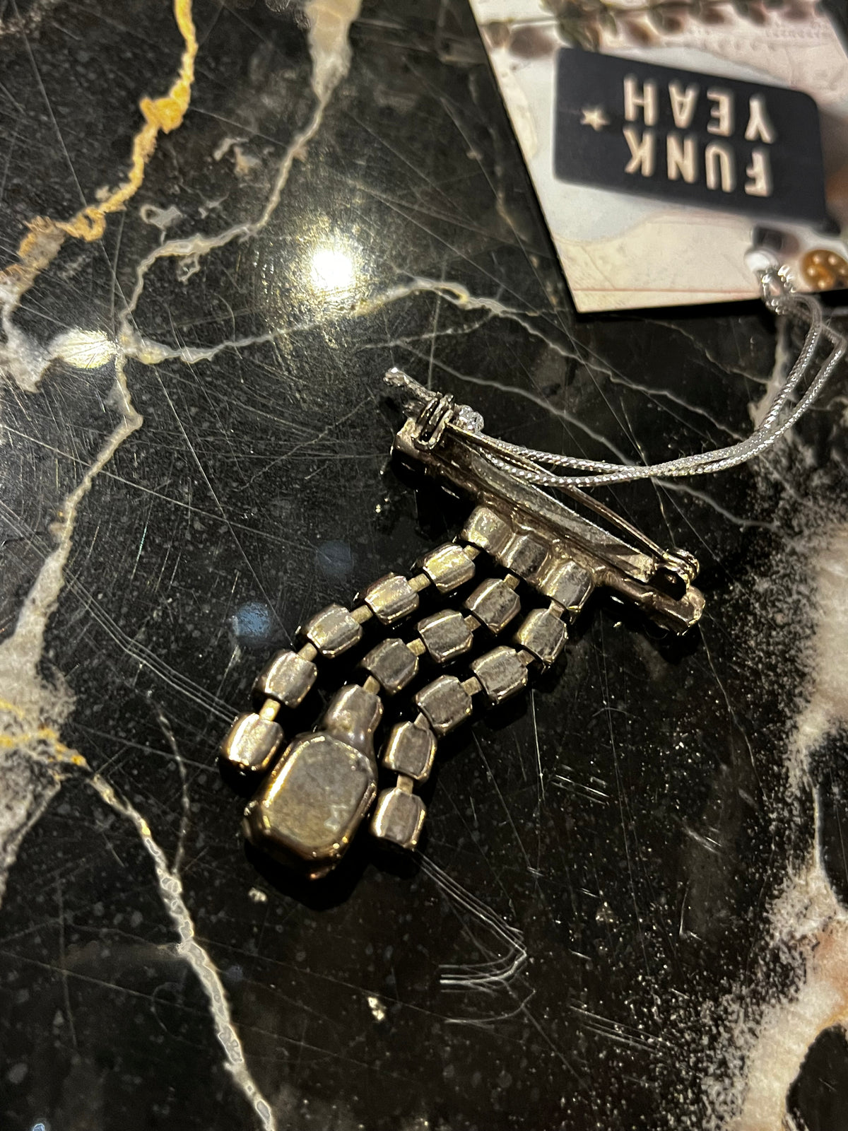 Vintage Rhinestone Tri Tail Brooch