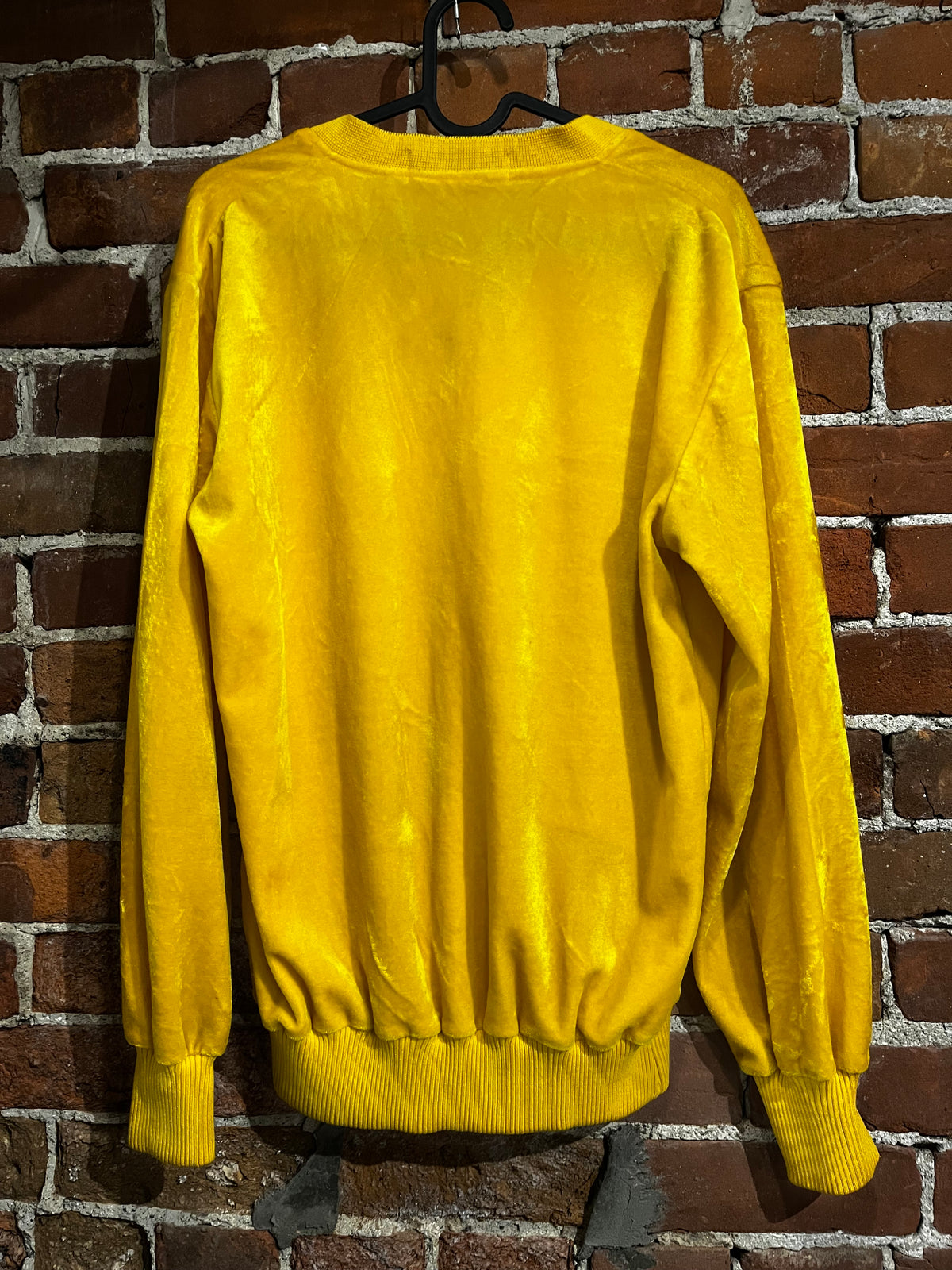 Vintage 70s Gold Velour V Neck Sweater