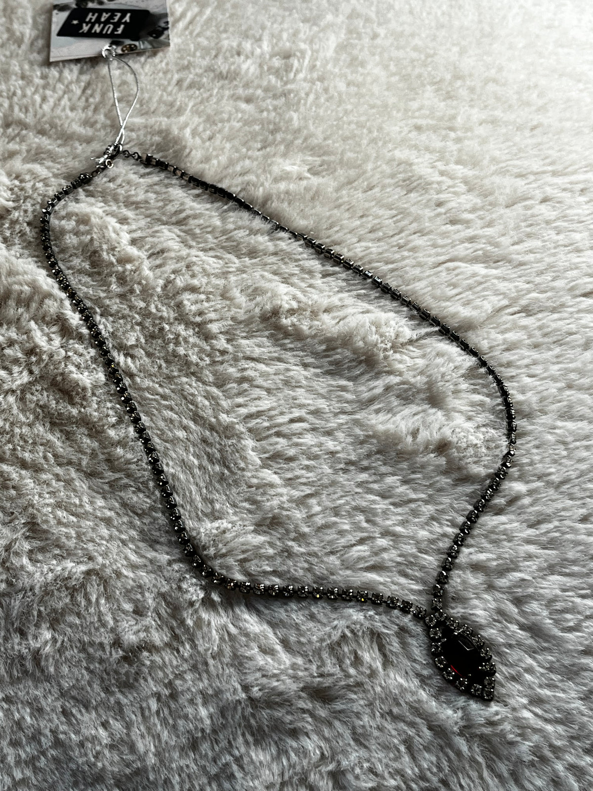 Vintage Rhinestone Necklace with Marquis Ruby