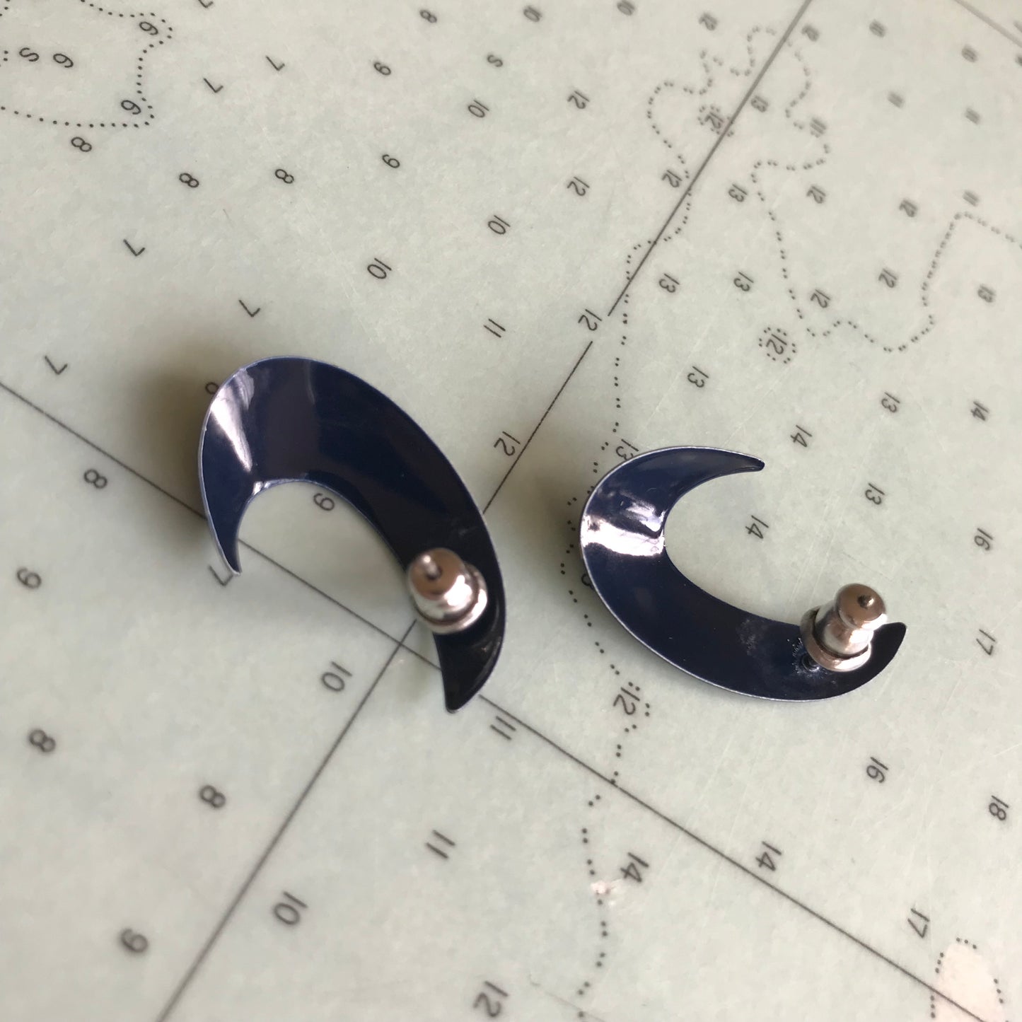 Vintage Blue Enamel Ear Climbers