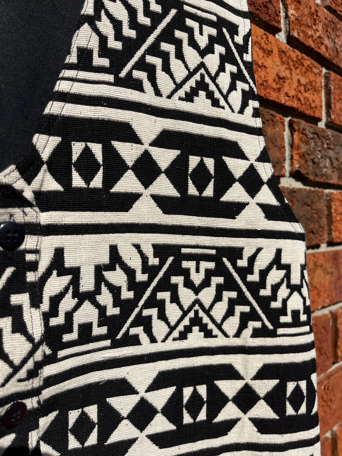 Vintage Easywear Clothing Aztec / Western Pattern Black and White Vest