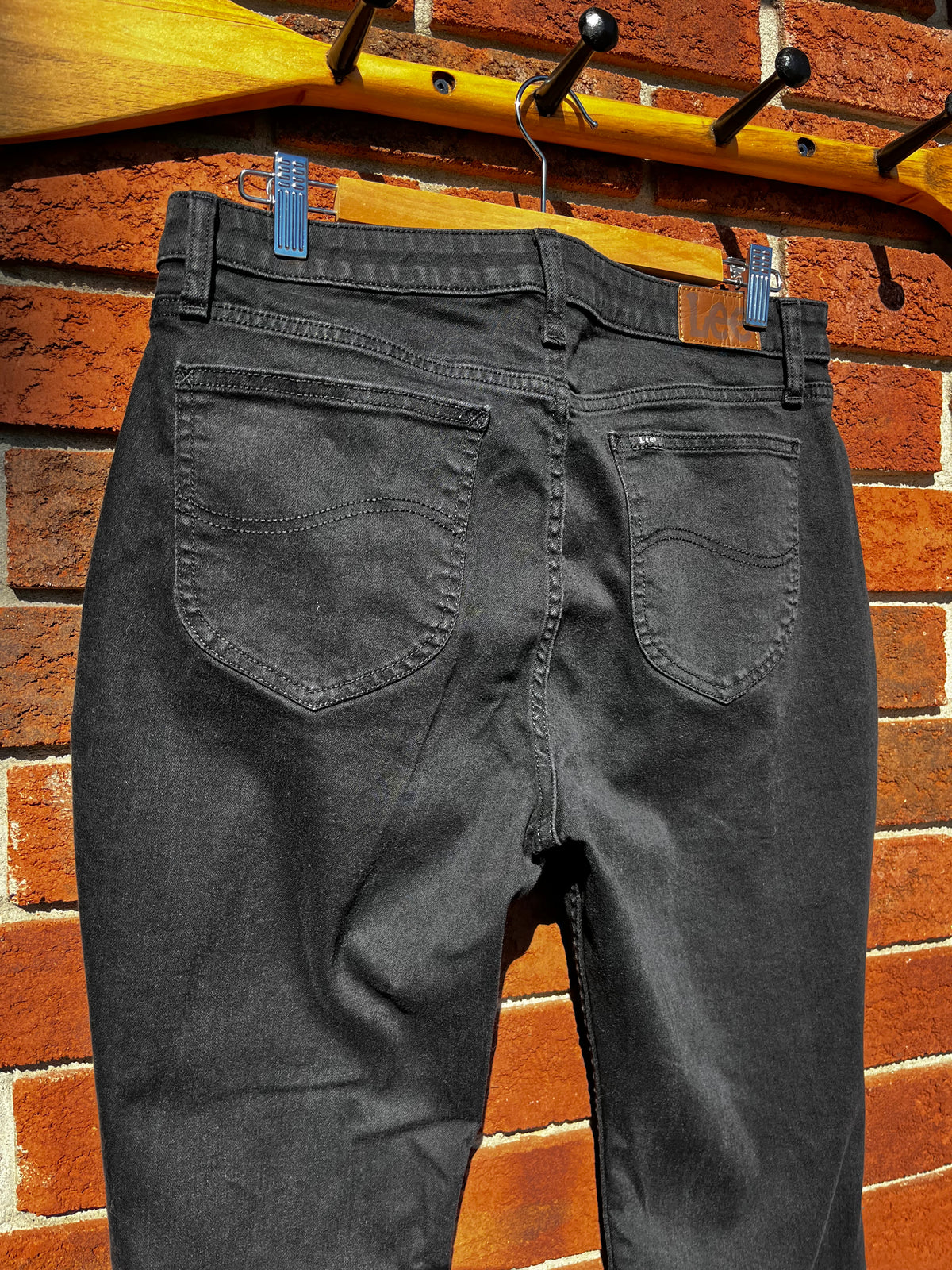 Vintage Lee Black Denim Boot Cut Mid Rise Jeans 14P