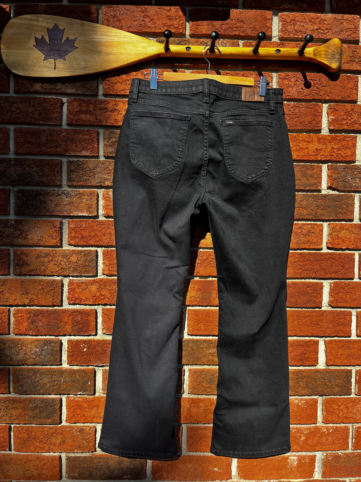 Vintage Lee Black Denim Boot Cut Mid Rise Jeans 14P