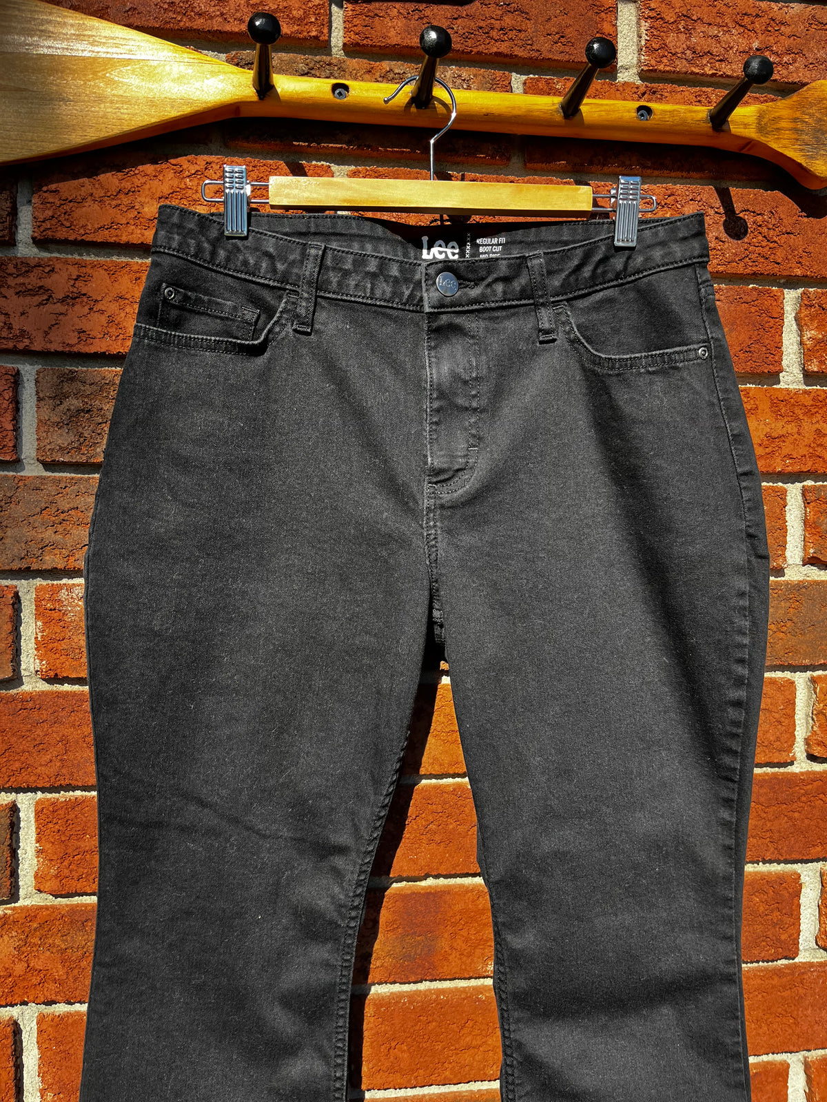 Vintage Lee Black Denim Boot Cut Mid Rise Jeans 14P