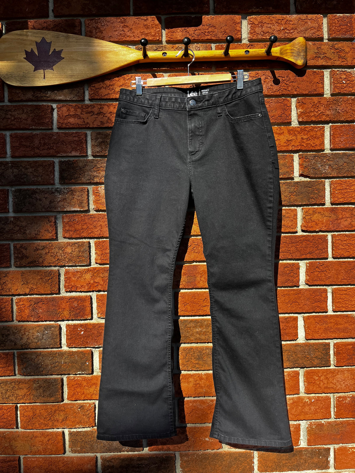Vintage Lee Black Denim Boot Cut Mid Rise Jeans 14P
