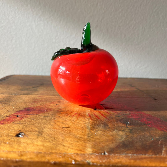 Vintage Hand Blown Glass Red Apple